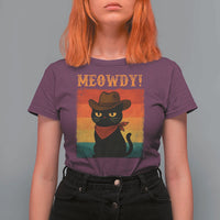 Meowdy Cowboy Cat T Shirt For Women Cute Black Kitten Country Western - Wonder Print Shop