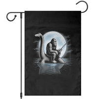 Funny Bigfoot Fishing Garden Flag Sasquatch Riding Nessie Cryptid Moon Night - Wonder Print Shop
