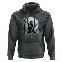 Funny Bigfoot Fishing Hoodie Sasquatch Riding Nessie Cryptid Moon Night - Wonder Print Shop