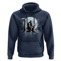 Funny Bigfoot Fishing Hoodie Sasquatch Riding Nessie Cryptid Moon Night - Wonder Print Shop