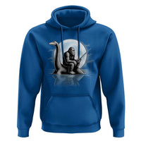 Funny Bigfoot Fishing Hoodie Sasquatch Riding Nessie Cryptid Moon Night - Wonder Print Shop