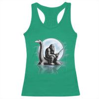 Funny Bigfoot Fishing Racerback Tank Top Sasquatch Riding Nessie Cryptid Moon Night - Wonder Print Shop