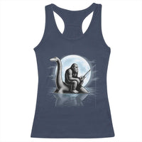 Funny Bigfoot Fishing Racerback Tank Top Sasquatch Riding Nessie Cryptid Moon Night - Wonder Print Shop