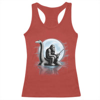 Funny Bigfoot Fishing Racerback Tank Top Sasquatch Riding Nessie Cryptid Moon Night - Wonder Print Shop