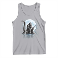 Funny Bigfoot Fishing Tank Top Sasquatch Riding Nessie Cryptid Moon Night - Wonder Print Shop