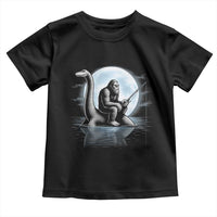 Funny Bigfoot Fishing Toddler T Shirt Sasquatch Riding Nessie Cryptid Moon Night - Wonder Print Shop