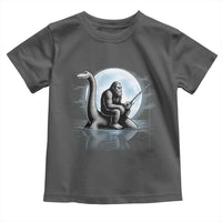 Funny Bigfoot Fishing Toddler T Shirt Sasquatch Riding Nessie Cryptid Moon Night - Wonder Print Shop