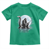 Funny Bigfoot Fishing Toddler T Shirt Sasquatch Riding Nessie Cryptid Moon Night - Wonder Print Shop