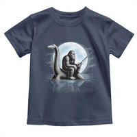 Funny Bigfoot Fishing Toddler T Shirt Sasquatch Riding Nessie Cryptid Moon Night - Wonder Print Shop