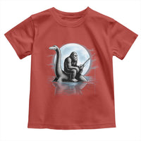 Funny Bigfoot Fishing Toddler T Shirt Sasquatch Riding Nessie Cryptid Moon Night - Wonder Print Shop