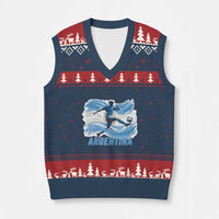 Argentina Soccer Fan Argentinian Flag Patriotic Sports V-Neck Knit Sweater Vest
