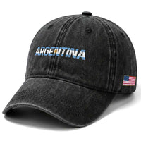 Vintage Argentina Flag Retro Argentinian Washed Cotton Baseball Cap
