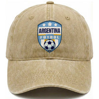 Argentina Soccer Football Washed Cotton Baseball Cap Argentinian Football Game Day Supporter