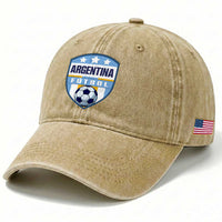 Argentina Soccer Football Washed Cotton Baseball Cap Argentinian Football Game Day Supporter