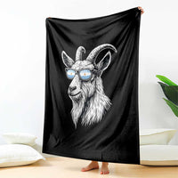 Cool Goat With Sunglasses Argentinian Flag Throw Blanket Argentina Soccer Football Game Day Supporter