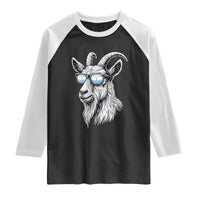 Cool Goat With Sunglasses Argentinian Flag Raglan Shirt Argentina Soccer Football Game Day Supporter