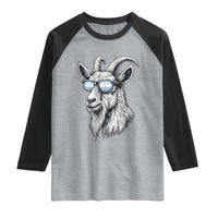 Cool Goat With Sunglasses Argentinian Flag Raglan Shirt Argentina Soccer Football Game Day Supporter
