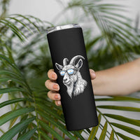 Cool Goat With Sunglasses Argentinian Flag Skinny Tumbler Argentina Soccer Football Game Day Supporter