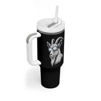 Cool Goat With Sunglasses Argentinian Flag Tumbler With Handle Argentina Soccer Football Game Day Supporter
