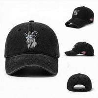 Cool Goat With Sunglasses Argentinian Flag Washed Cotton Baseball Cap Argentina Soccer Football Game Day Supporter