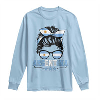 Argentina Messy Bun Proud Argentinian Flag Long Sleeve Shirt