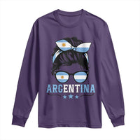 Argentina Messy Bun Proud Argentinian Flag Long Sleeve Shirt