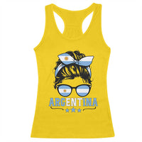 Argentina Messy Bun Proud Argentinian Flag Racerback Tank Top