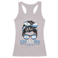 Argentina Messy Bun Proud Argentinian Flag Racerback Tank Top