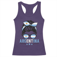 Argentina Messy Bun Proud Argentinian Flag Racerback Tank Top