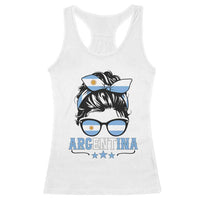 Argentina Messy Bun Proud Argentinian Flag Racerback Tank Top