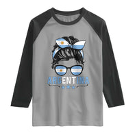 Argentina Messy Bun Proud Argentinian Flag Raglan Shirt