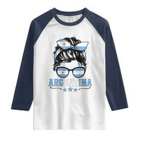 Argentina Messy Bun Proud Argentinian Flag Raglan Shirt