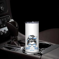 Argentina Messy Bun Proud Argentinian Flag Skinny Tumbler