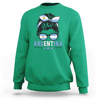 Argentina Messy Bun Proud Argentinian Flag Sweatshirt