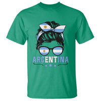 Argentina Messy Bun Proud Argentinian Flag T Shirt