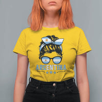 Argentina Messy Bun Proud Argentinian Flag T Shirt For Women