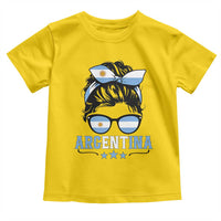 Argentina Messy Bun Proud Argentinian Flag Toddler T Shirt