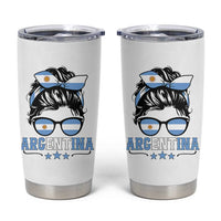 Argentina Messy Bun Proud Argentinian Flag Tumbler Cup