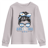 Argentina Messy Bun Proud Argentinian Flag Youth Sweatshirt