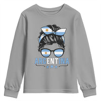 Argentina Messy Bun Proud Argentinian Flag Youth Sweatshirt