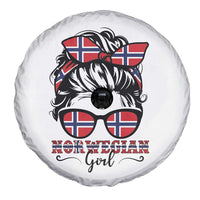 Norway Messy Bun Girl Norwegian Flag Spare Tire Cover