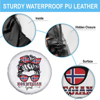 Norway Messy Bun Girl Norwegian Flag Spare Tire Cover