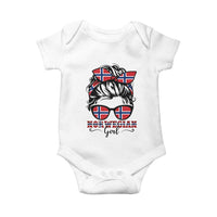 Norway Messy Bun Girl Norwegian Flag Baby Onesie
