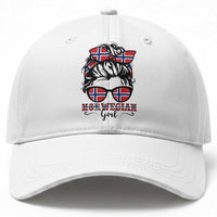 Norway Messy Bun Girl Norwegian Flag Baseball Cap