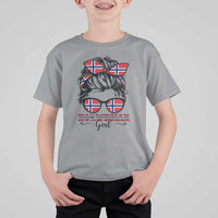 Norway Messy Bun Girl Norwegian Flag T Shirt For Kid