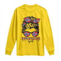 Norway Messy Bun Girl Norwegian Flag Long Sleeve Shirt