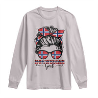 Norway Messy Bun Girl Norwegian Flag Long Sleeve Shirt