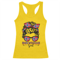 Norway Messy Bun Girl Norwegian Flag Racerback Tank Top