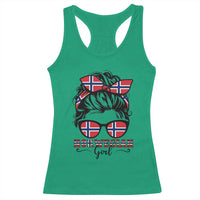 Norway Messy Bun Girl Norwegian Flag Racerback Tank Top