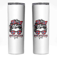 Norway Messy Bun Girl Norwegian Flag Skinny Tumbler